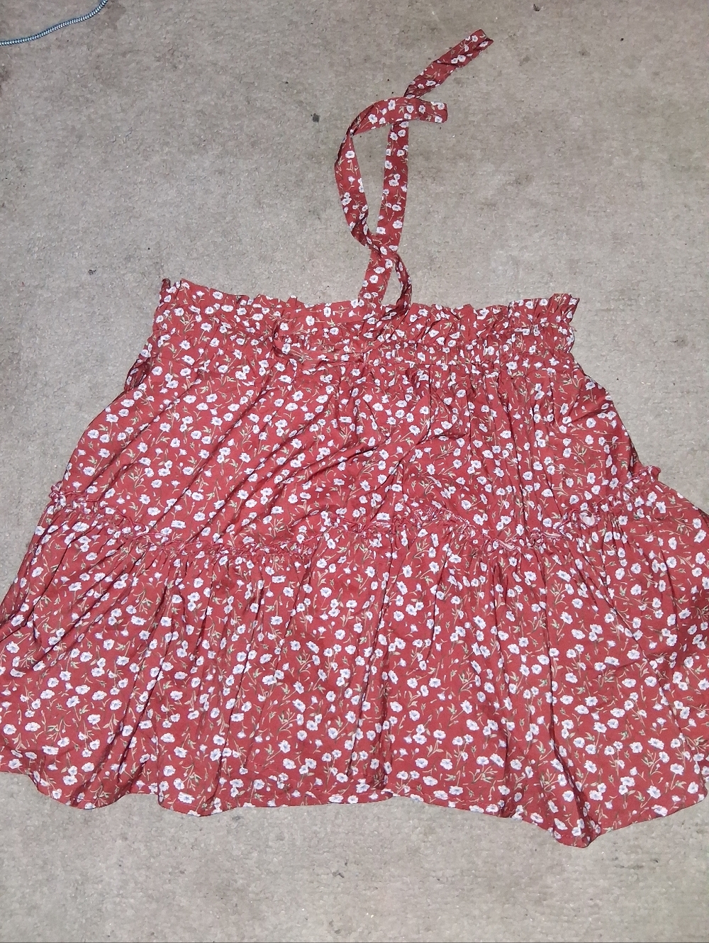 H&M Rust Red Floral Tiered Skirt